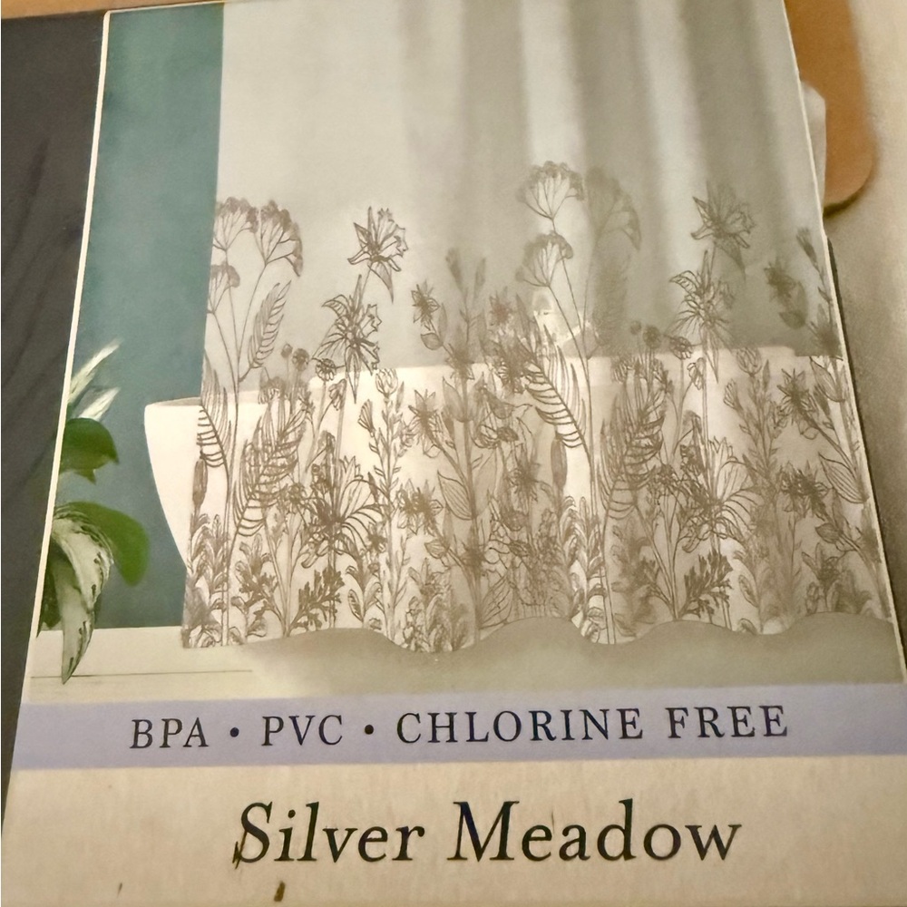 Silver Meadow Floral Shower Curtain